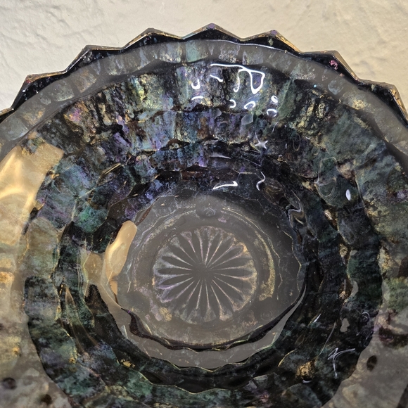 HANDCRAFTED Upcycled Glass Abstract Dish HANDPAINTED Tabletop Art Decor Bowl - Picture 12 of 17